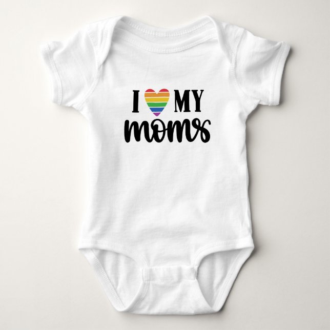 Body Para Bebê Eu Amo o Coração Arco-Íris da Minha Mãe (Frente)
