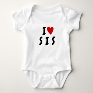 Body Para Bebê Eu amo S I S   Texto personalizado do coração IRMÃ