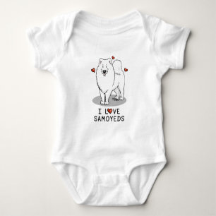Body Para Bebê Eu Amo Samoyeds - Cão bonito
