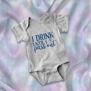 Body Para Bebê Eu Bebo Até Eu Passar A Garrafa De Leite Azul Eng