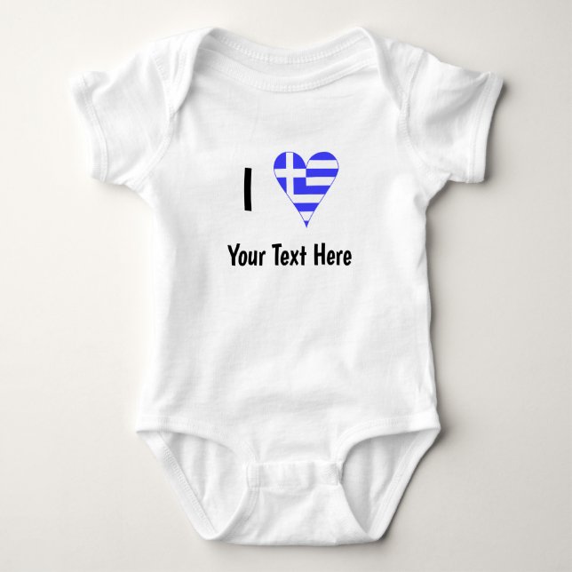 Body Para Bebê Eu (Coração da Bandeira Grega) Seu Texto (Frente)