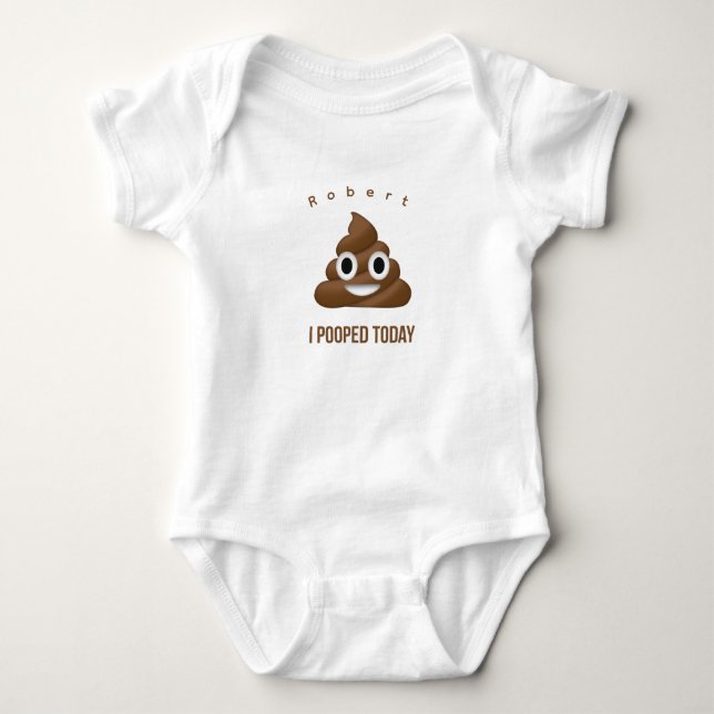 Body Para Bebê Eu Fizi Cocô Hoje Emoji de Cocô Engraçado Personal (Frente)