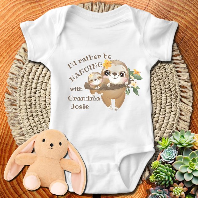 Body Para Bebê Eu preferiria estar pendurado com a minha avó | Pr (Criador carregado)