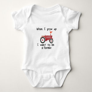 Body Para Bebê Eu quero ser um fazendeiro, um trator vermelho &