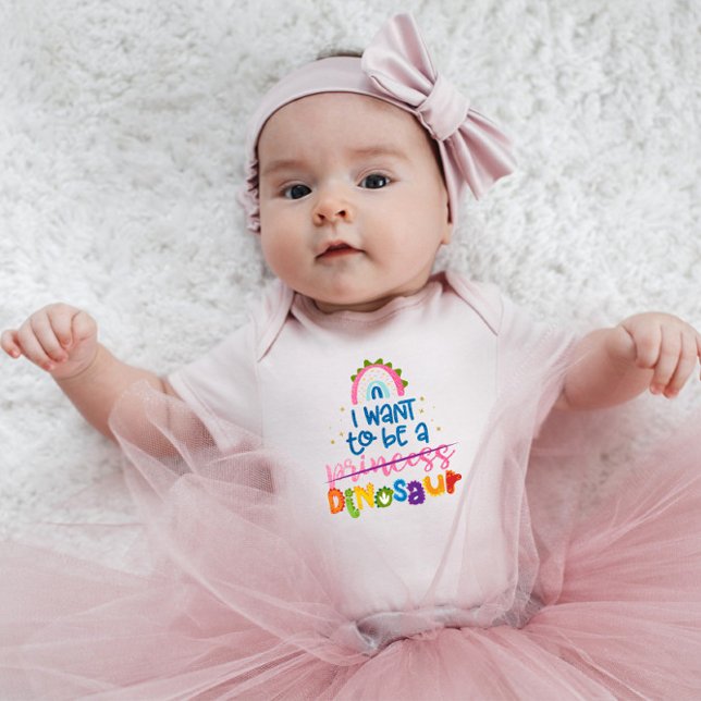 Body Para Bebê Eu quero ser uma garota de dinossauro (Criador carregado)