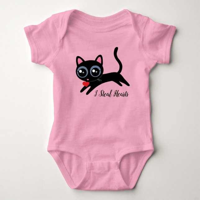 Body Para Bebê Eu Roubo Corações Presente de Gatinho Fofo (Frente)