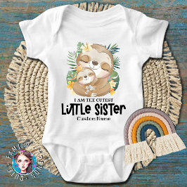 Body Para Bebê Eu sou a Irmã Mais Fofa Pequena Preguiças Fofas Pe