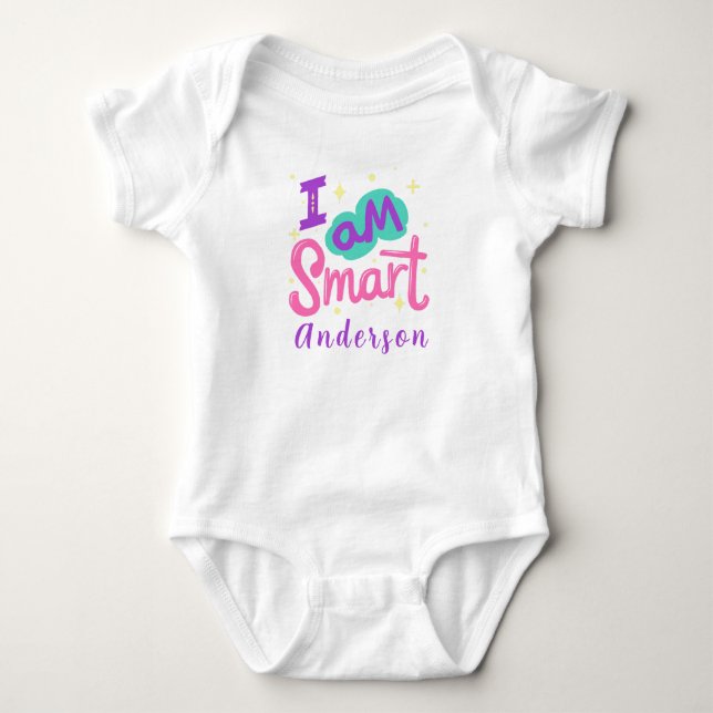 Body Para Bebê Eu sou Nome Personalizado Inteligente Fofo (Frente)