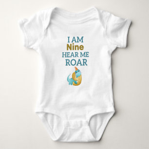 Body Para Bebê Eu sou Nove Ouçam-me Roar Personalizado T-Rex Aniv