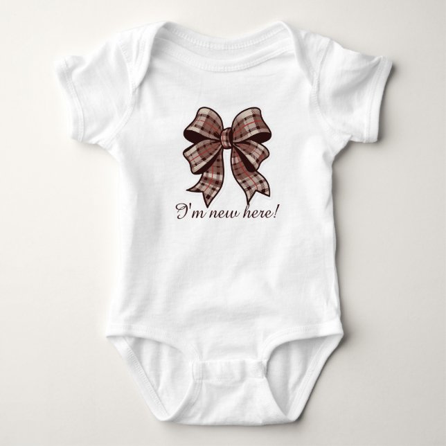 Body Para Bebê Eu sou novo, design xadrez (Frente)