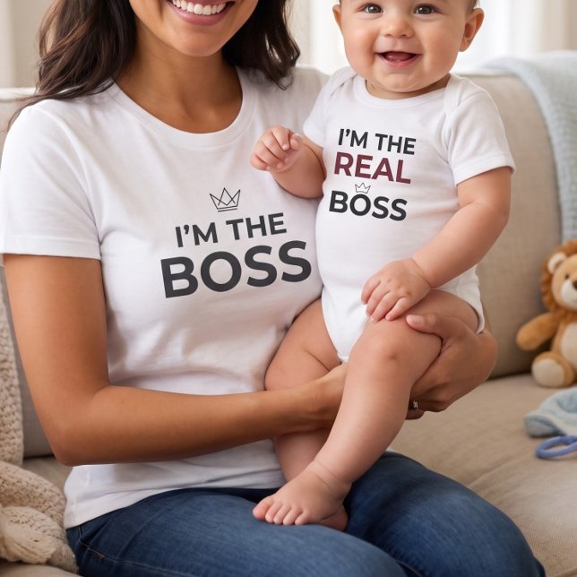 Body Para Bebê Eu Sou O Verdadeiro Chefe Bebê Divertido Conjunto  (Criador carregado)