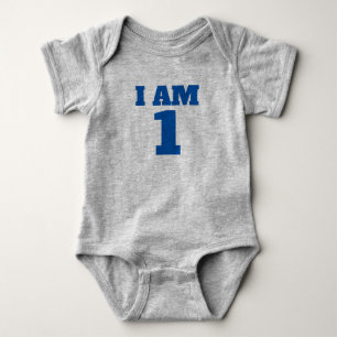 Body Para Bebê Eu sou um Bodysuit de aniversário cinza azul