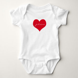 Body Para Bebê Eu te amo Eu amo você em Francês Eu Coração