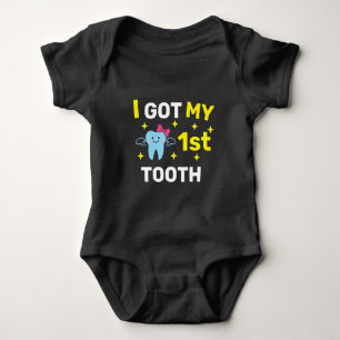 Body Para Bebê Eu tenho meu dente de 1rua com um dente de bebê bo