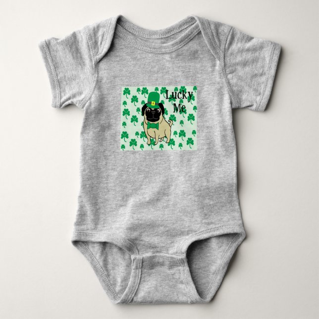 Body Para Bebê Eu tenho sorte - Pug (Frente)