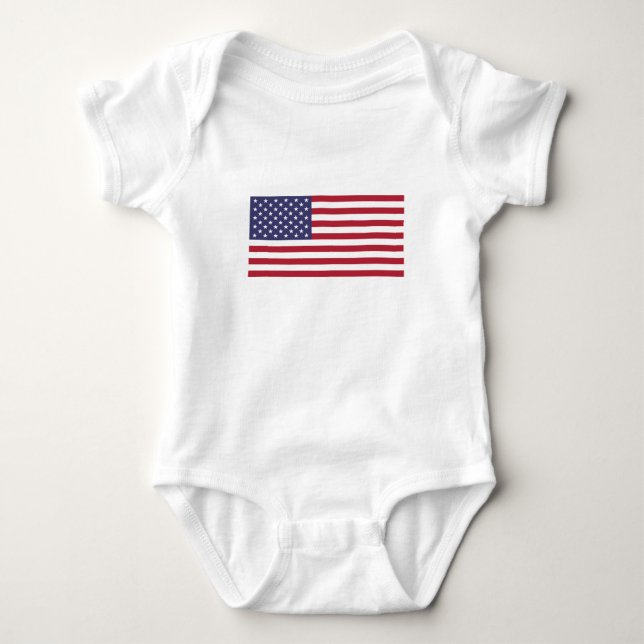 Body Para Bebê EUA bandeira vermelha, azul, branco, bebê patrióti (Frente)