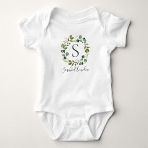 Body Para Bebê Eucalyptus Leafy Wreath Nome Personalizado do Beb