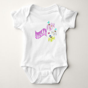 Body Para Bebê Evelyn, Nome Com Gatinhos, Bodysuit De Bebê