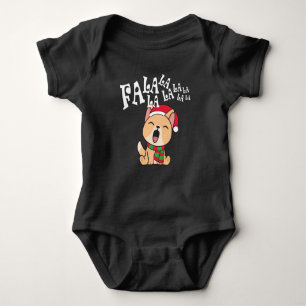 Body Para Bebê Fa La La La Christmas Dog Singing Baby Bodydress