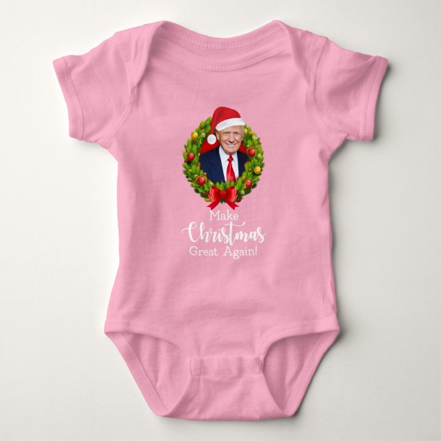 Body Para Bebê Faça o Excelente de Natal de novo Trump MAGA prese (Frente)