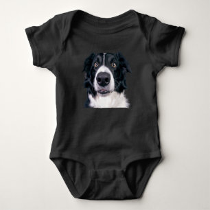 Body Para Bebê Face de Cachorro Preto e Branco