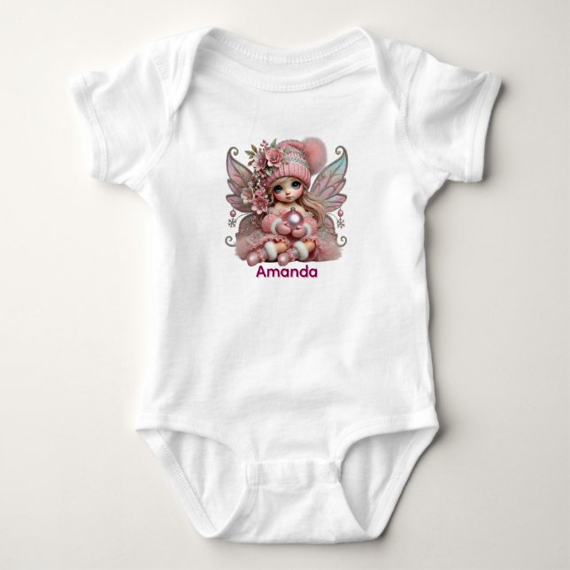 Body Para Bebê Fada Rosa Personalizada (Frente)