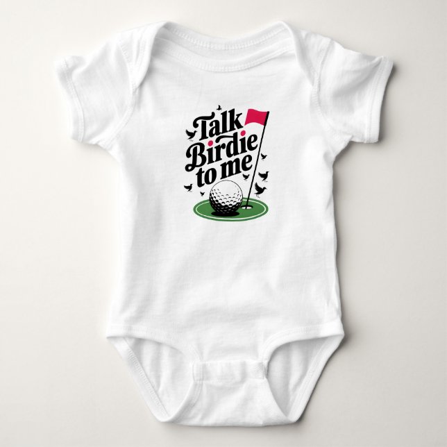 Body Para Bebê Fale com Birdie para mim Um jogo de golfe engraçad (Frente)