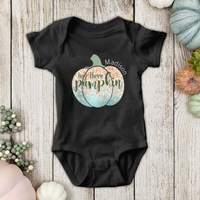 Body Para Bebê Fall Fall Halloween Gliter Ei Lá Pumpkin Name (Criador carregado)