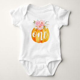 Body Para Bebê Fall Floral Pumpkin Baby Girl's primeiro aniversar