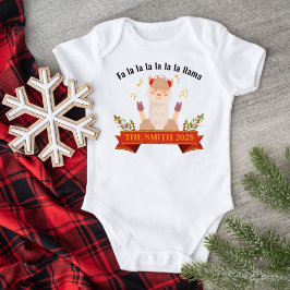 Body Para Bebê Família de Llama de Natal Cantando Conjuntos
