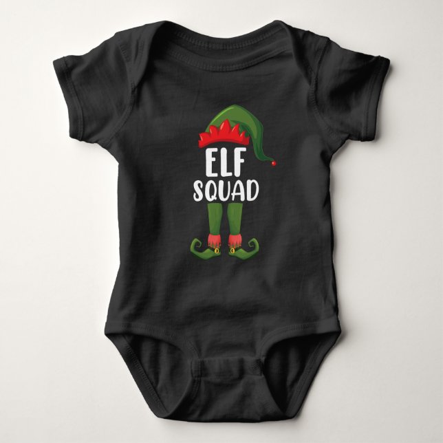 Body Para Bebê Família Engraçada Elf Esquadrão de Natal (Frente)