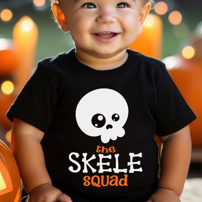 Body Para Bebê Família Halloween Correspondendo Skele Squad Orang (Skele Squad Matching Halloween Family Shirts - Baby)