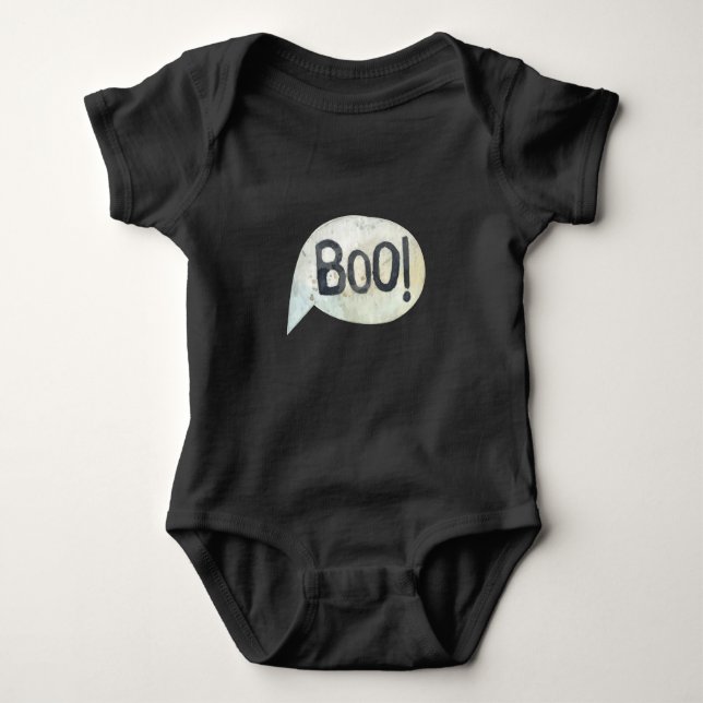 Body Para Bebê Fantasia de Halloween Preta Cute Boo (Frente)