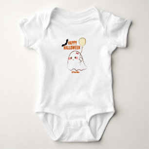 Body Para Bebê Fantasma Bonita do Halloween Segurando Nome da Gar