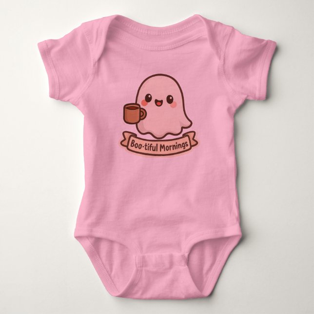 Body Para Bebê "Fantasma bonitinho dizendo besta manhã (Frente)