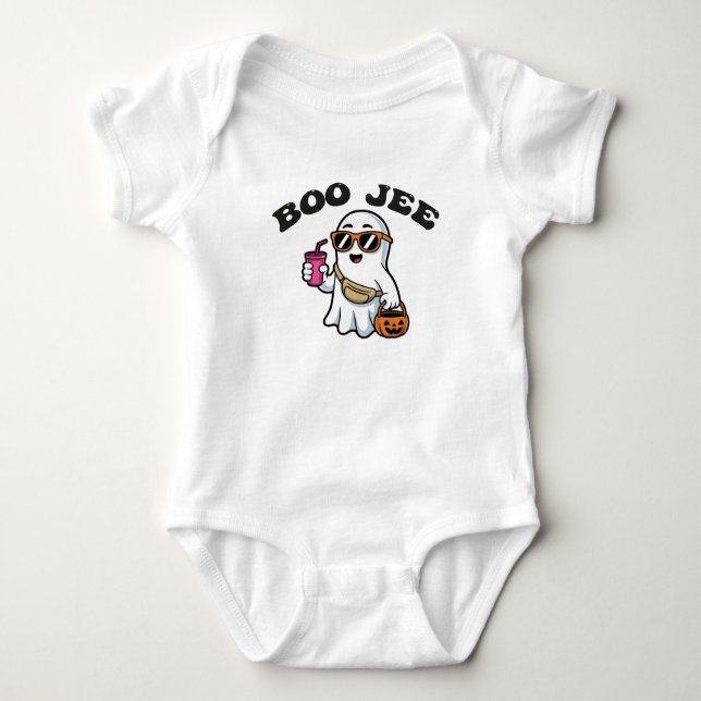 Body Para Bebê Fantasma BOO-JEE – Design Engraçado de Halloween B (Frente)
