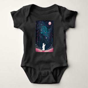 Body Para Bebê Fantasma Cósmico Cheio em Floresta Estrelada