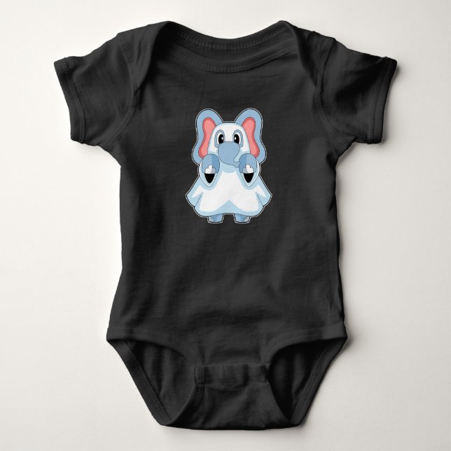 Body Para Bebê Fantasma de Elefante de Halloween (Frente)