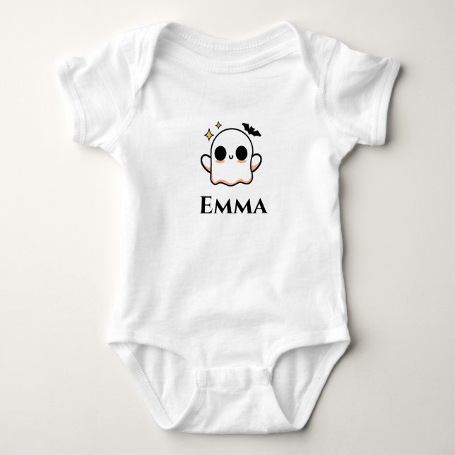 Body Para Bebê Fantasma de Halloween Fofo  (Frente)