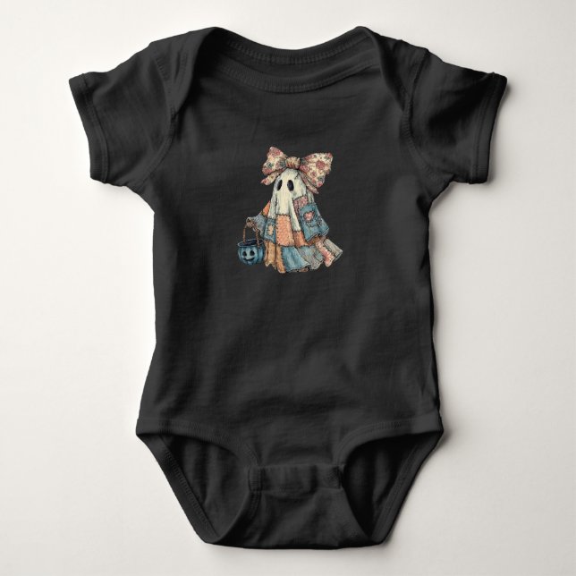 Body Para Bebê Fantasma de Patchwork em Cubo (Frente)