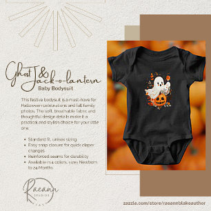 Body Para Bebê Fantasma do Dia das Bruxas e Jack-o-lanterna