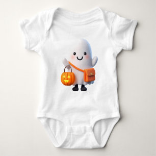 Body Para Bebê Fantasma Fofo com Abóbora – Halloween para Criança