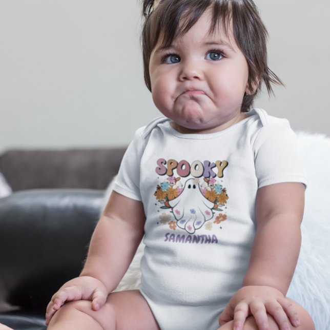 Body Para Bebê Fantasma Retrô Assustador Halloween Fofo (Criador carregado)