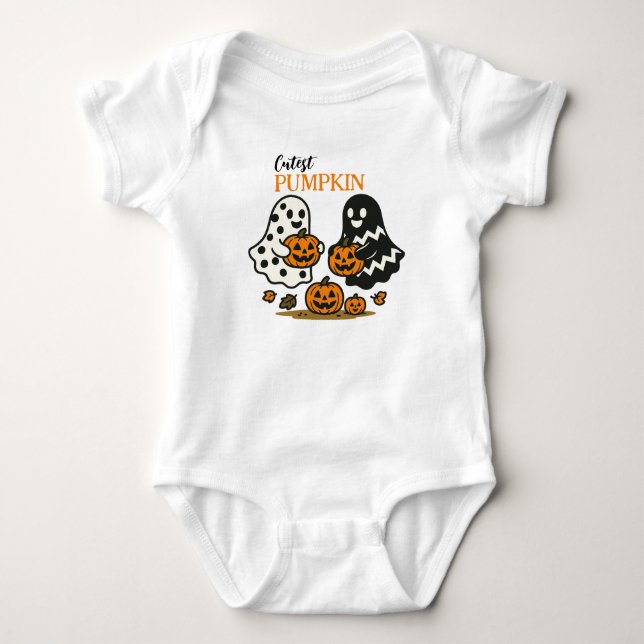 Body Para Bebê Fantasmas da Pumpkin Mais Justa (Frente)