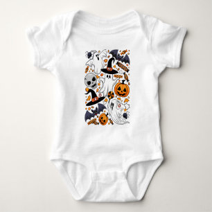 Body Para Bebê Fantasmas Spooky e Monstros Cute Assustadores