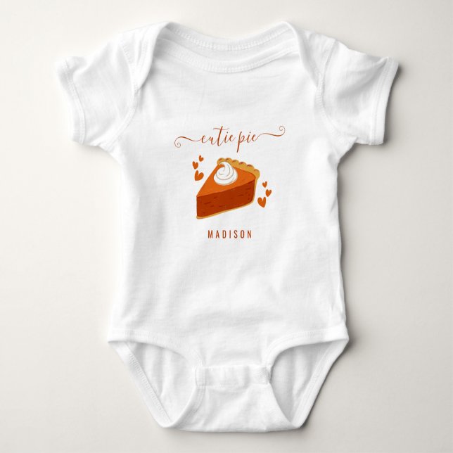 Body Para Bebê Fatia de Pizza de Pumpkin Pequeno Cutie de Script (Frente)