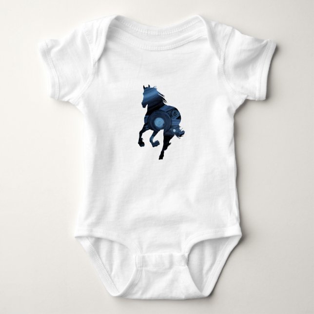 Body Para Bebê Fato de bebê azul-cavalo (Frente)
