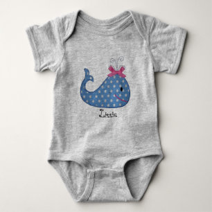 Body Para Bebê Fato de bebê de baleia azul-branca, bonito