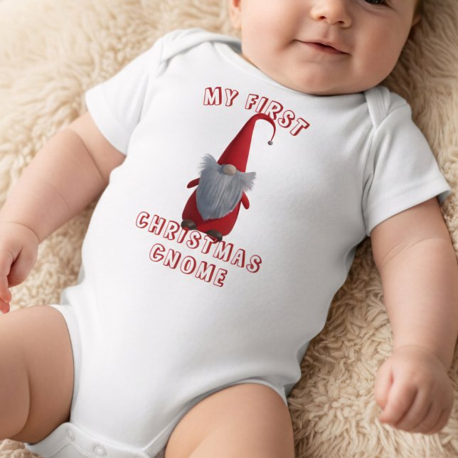 Body Para Bebê Fato de bebê Feriado Gnomo de Natal bonito (First Christmas Gnome baby bodysuit!)