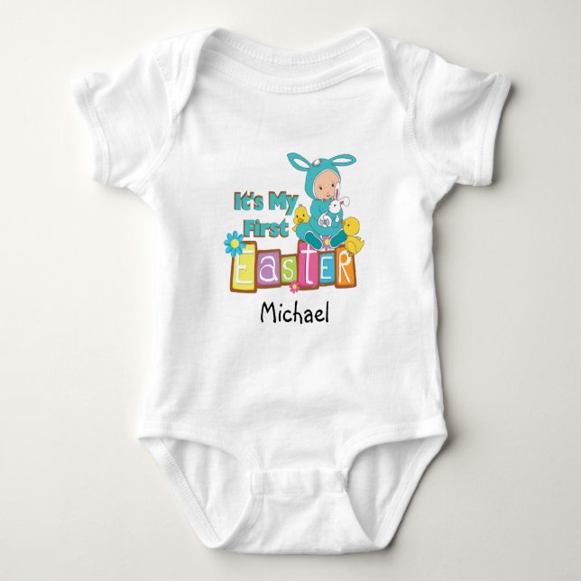Body Para Bebê Fato de Páscoa Personalizado Bunny (Frente)